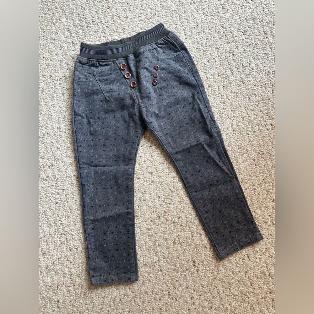 Kids Boys Grey Blue Pattern Pants